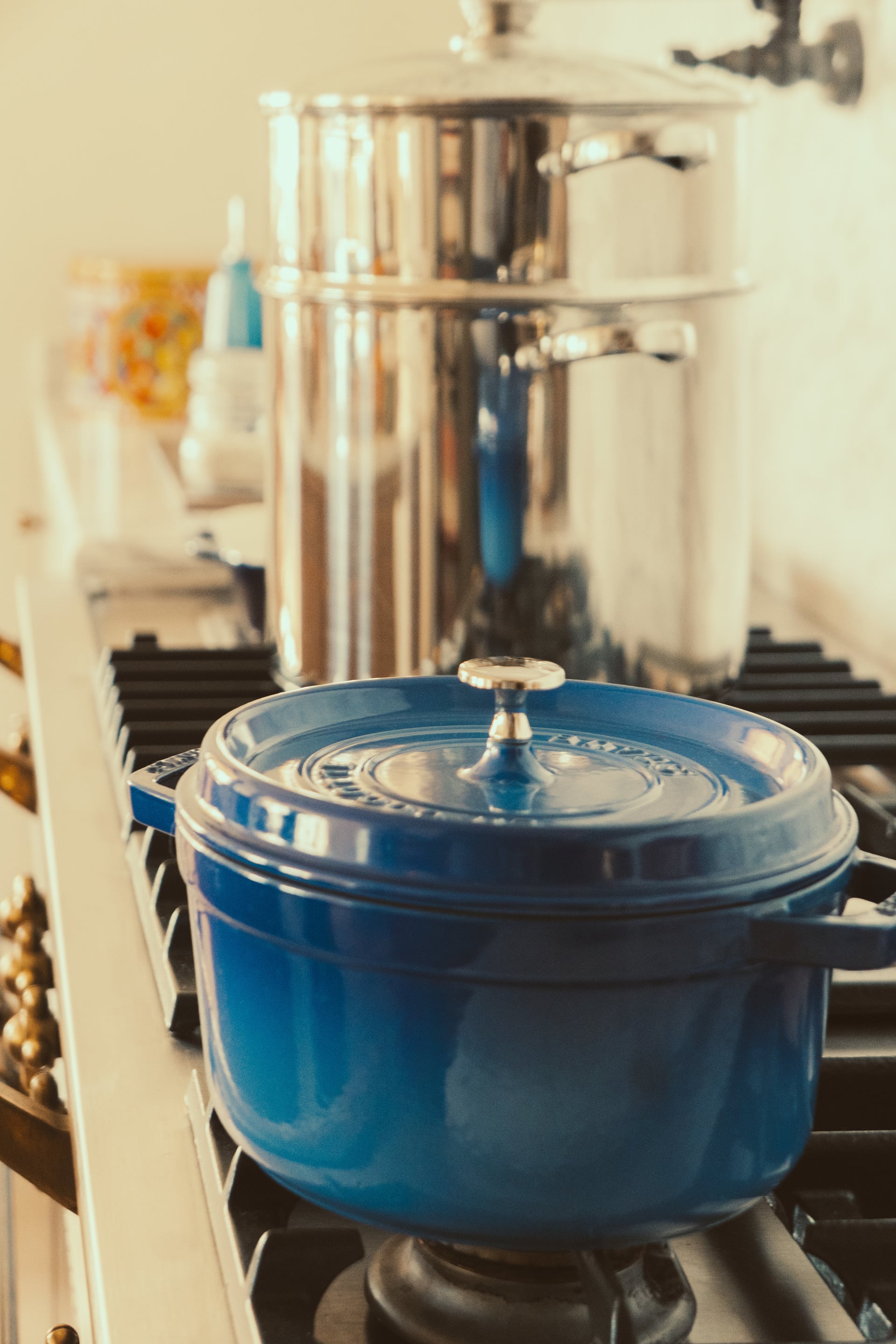KS in the kitchen, preparing her bespoke Strawberry Charlotte