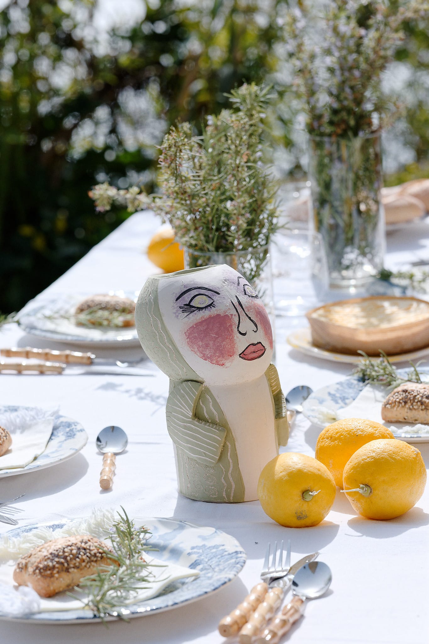 artisan easter table styling with handcrafted ceramic pieces
